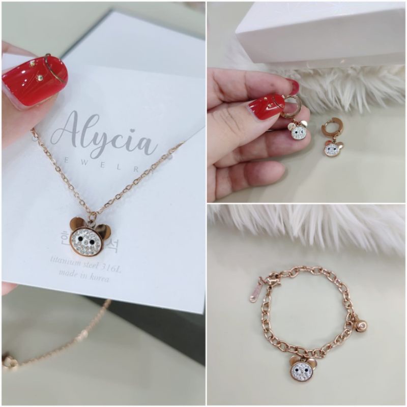 alycia kalung anting gelang anak titanium bear