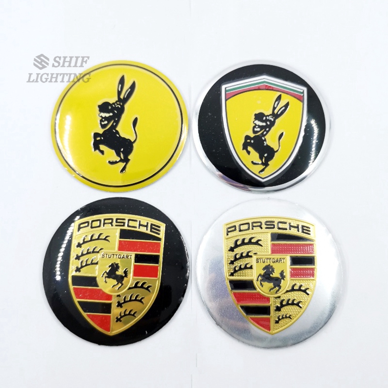 Stiker Emblem Logo Kuda PORSCHE 4x56mm Untuk Dekorasi Velg Hub Mobil