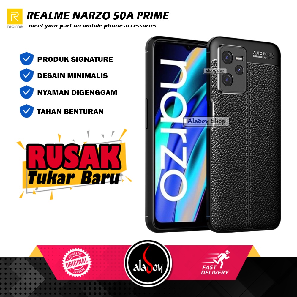 Case Realme Narzo 50A Prime Ultra Slim Auto Focus Leather Premium Softcase