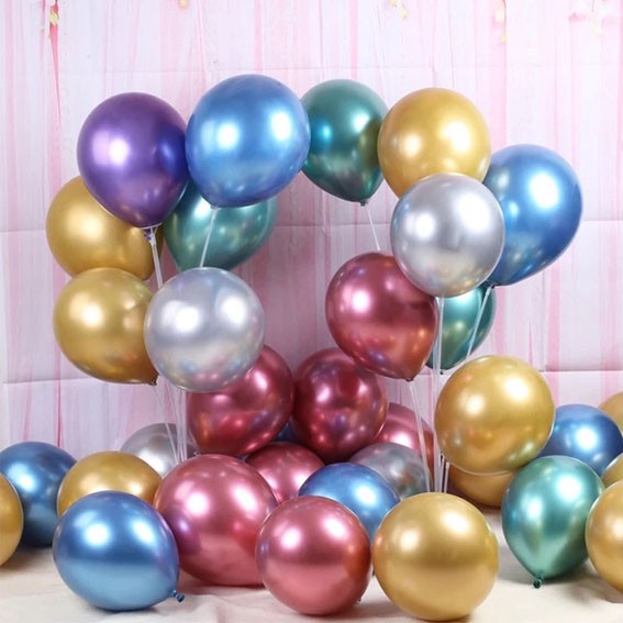 Balon Latex Metallic Chrome uk: 12 inch, Balon Chrome Metalik perpack isi: 10 pcs