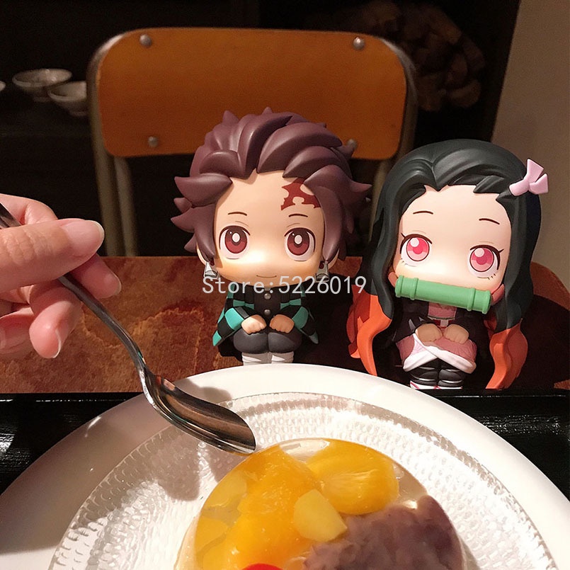 6pcs / Set Mainan Action Figure Demon Slayer Tanjiro Nezuko Zenitsu Inosuke Rengoku Giyu Shinobu Mitsuri Obanai Sanemi Gyomei 6.5cm