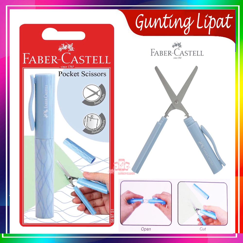 Gunting Lipat Pocket Faber Castell Compact Scissors / Pocket Scissors FaberCastell / Gunting Saku Travel / Gunting Sekolah