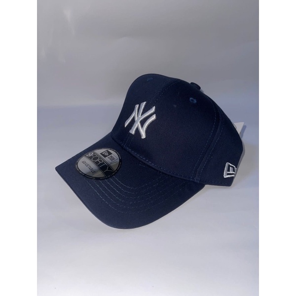 Topi MLB new Era NY Biru tua Logo Putih
