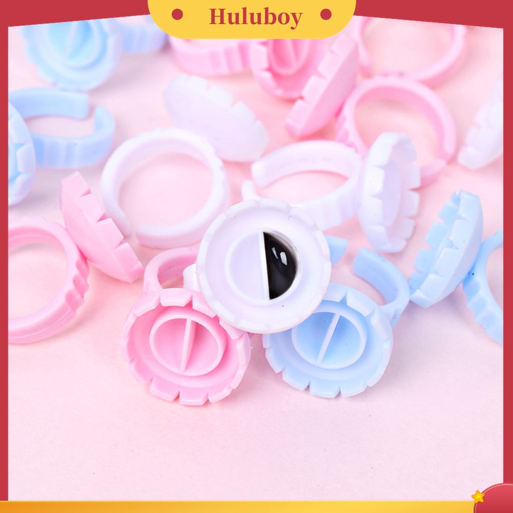 Huluboy Huluboy♡ 100pcs Cincin Holder Lem Bulu Mata Extension Untuk Makeup