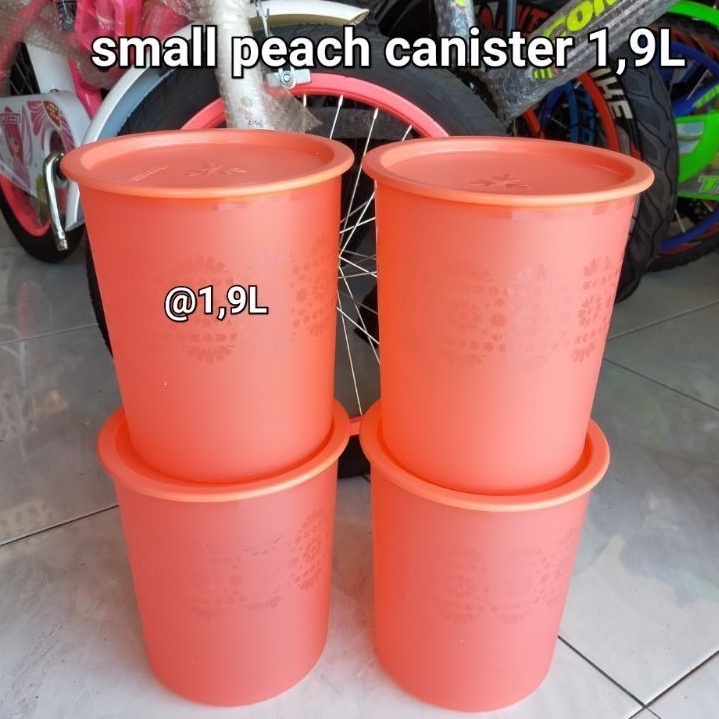 toples peach canister 1.9 liter tupperware ( 1 pc)