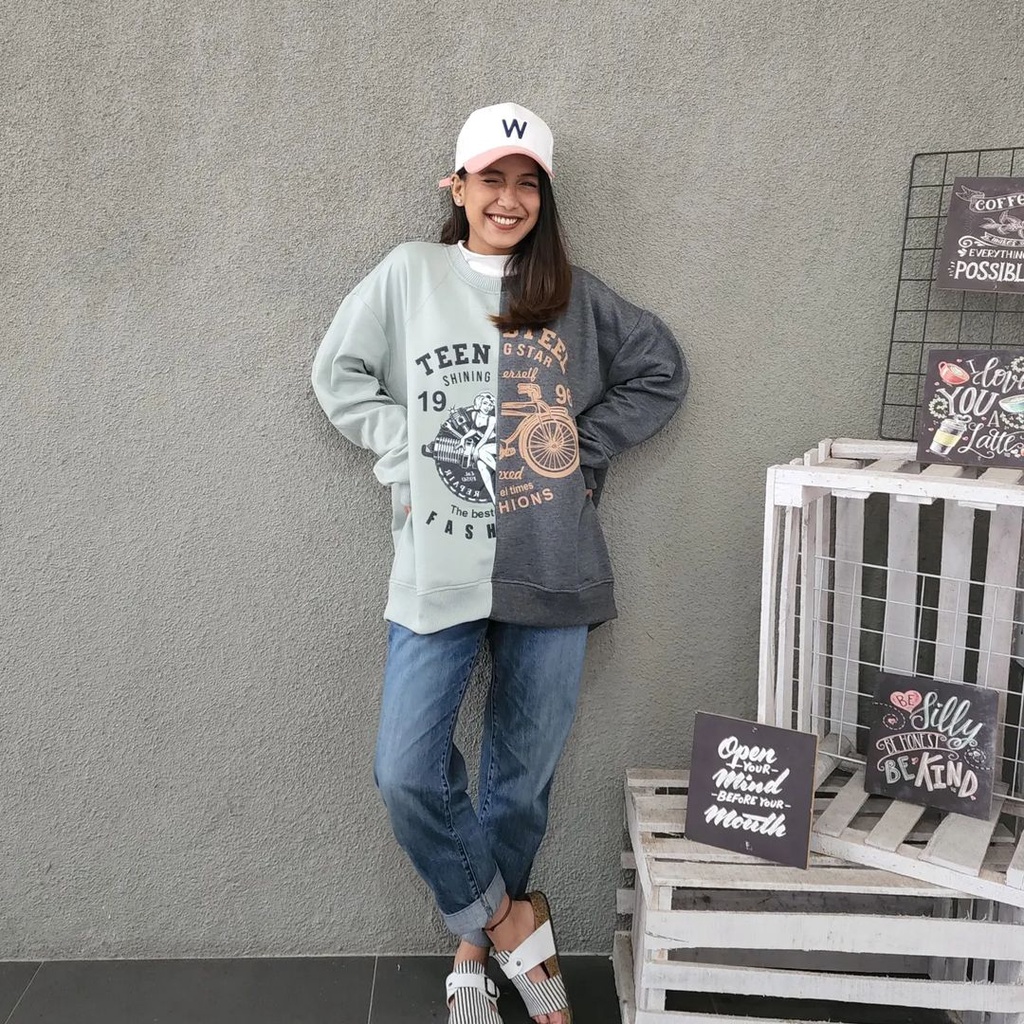 TEEN 2XL 3XL Sweater Crewneck Oblong | Outerwear Pria  Wanita Bahan Fleece Fashion Terkini Korean Style