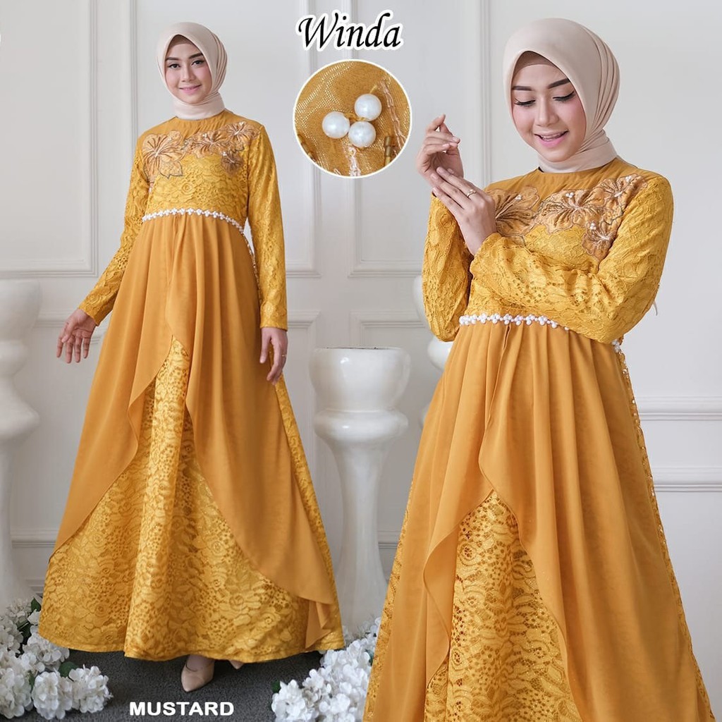 BAJU GAMIS SYARI DRESS WANITA BUSANA MUSLIMAH PESTA WINDA / GAMIS PESTA MUSLIM SERAGAMAN BRIDESMAID