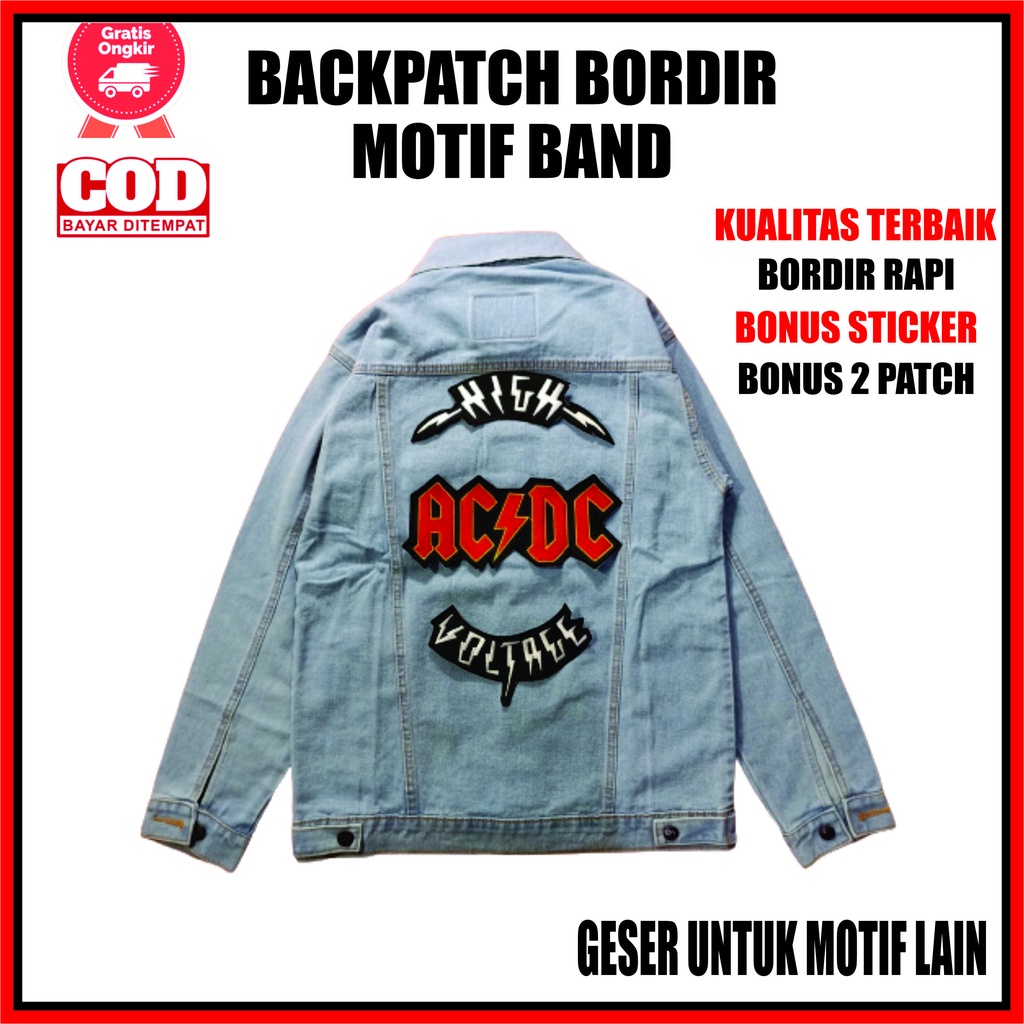 Backpatch Emblem Punggung Punk Jaket Jeans Bordir Besar Motif Band ACDC Murah