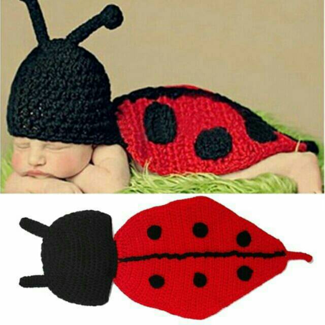 Ladybug / kostum bayi / kostum rajut / baby photo props