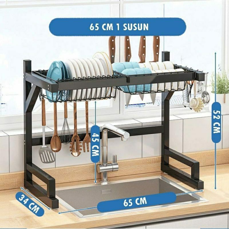 Rak Piring Di Atas Wastafel 65cm Serba Guna Anti Karat