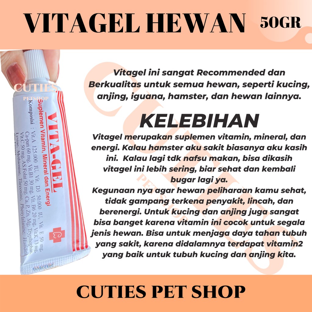 VITAGEL HAMSTER / Vitagel hewan / Vitamin Hamster / Anjing / Kucing / Iguana / Burung