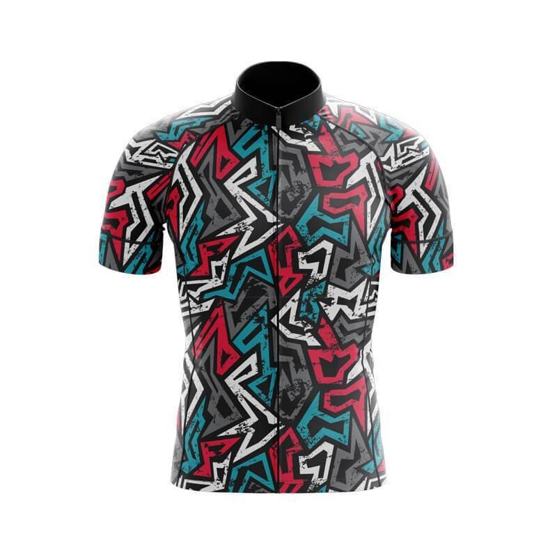 Graffiti Jersey baju Sepeda Roadbike Road Bike Pria - BLACKGREENRED