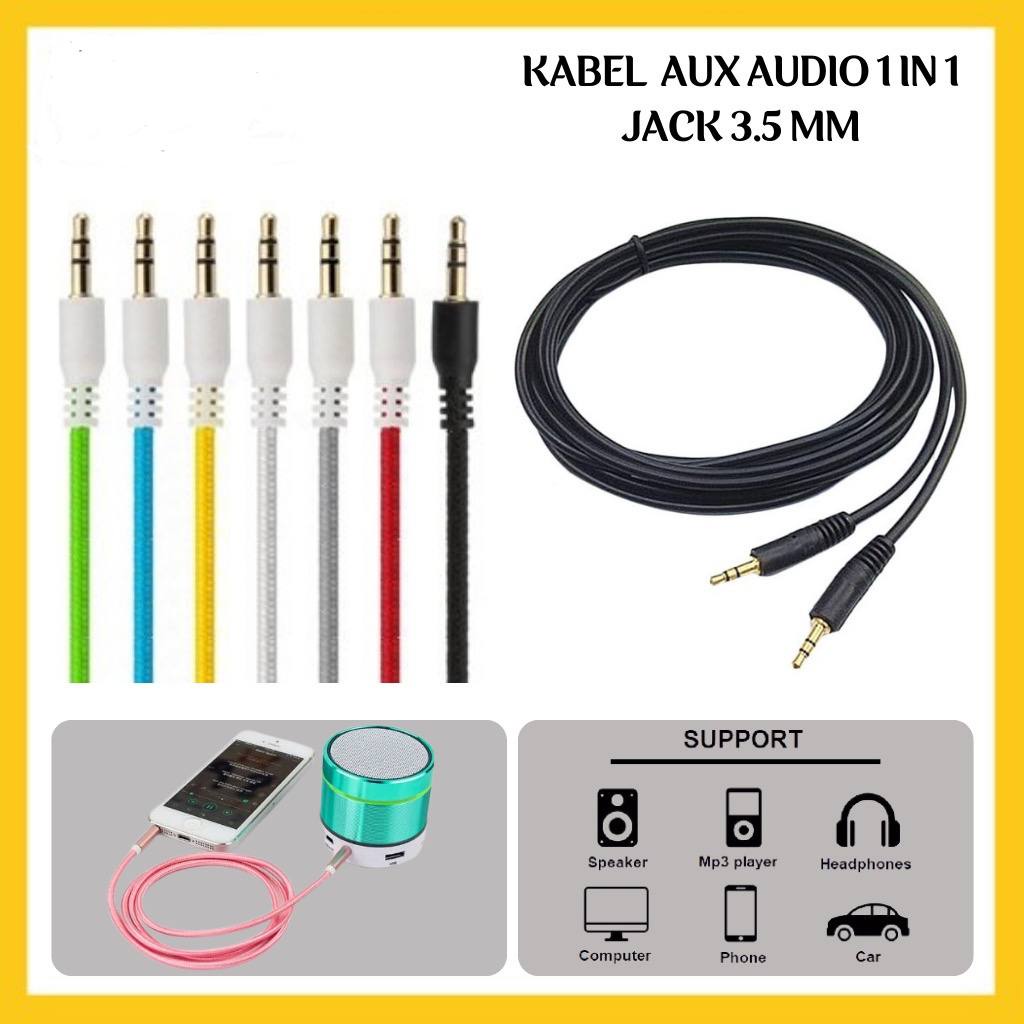 Kabel AUX Audio Jack 1in1 3.5mm 100cm for HP Komputer Pc Laptop to Speaker