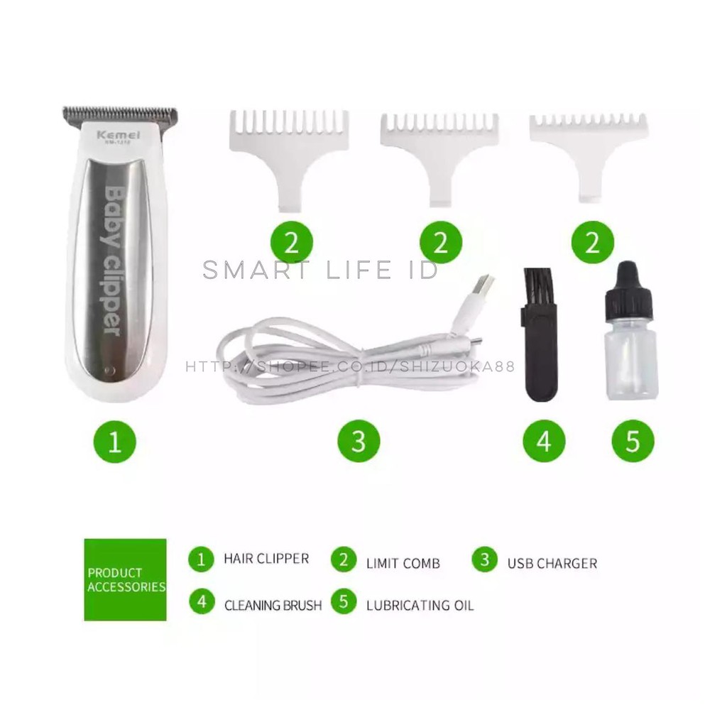 Kemei KM 1318 Alat Cukur Rambut Cukuran Bayi Anak Elektrik Baby Hair Clipper Trimmer Razor KM-1318