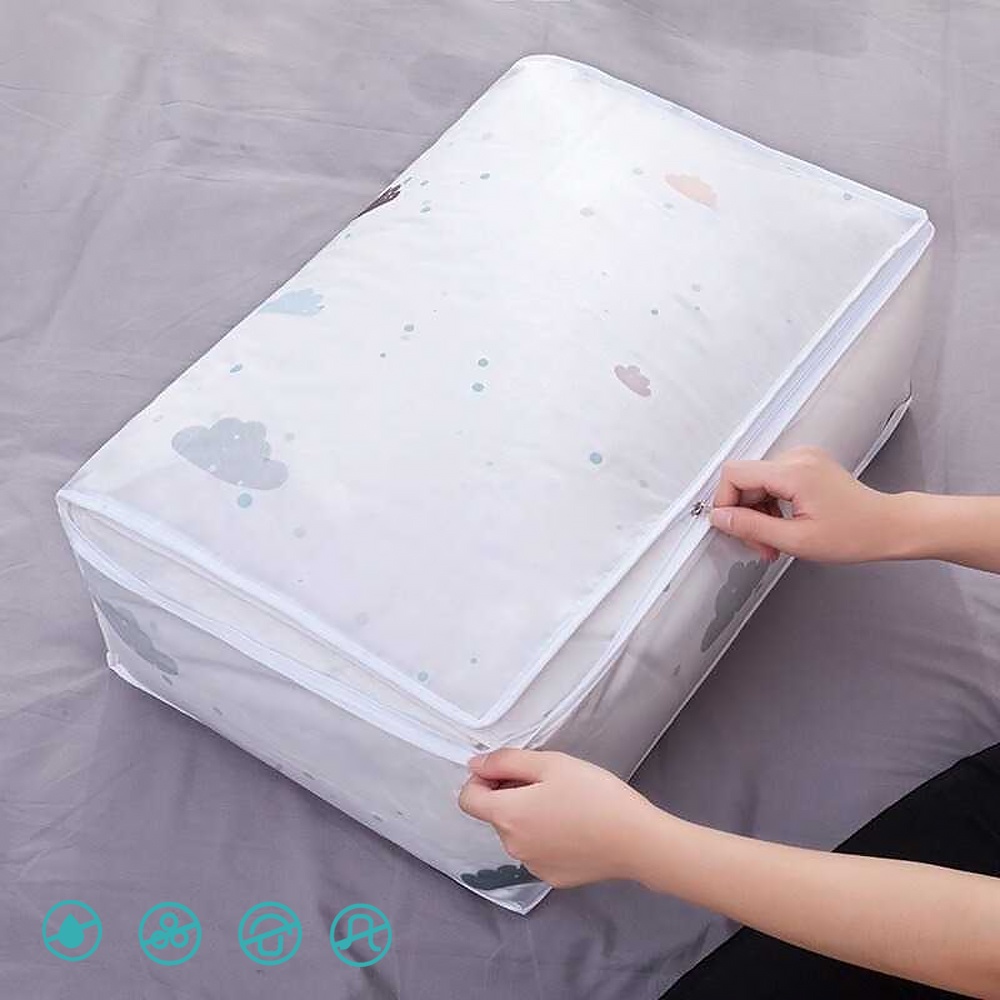 1 PCS Tas Laundry Keranjang Bag Lipat Folding Plastik Cucian Kotor Kering Storage Organizer Bag Collecting Case - White Lucu