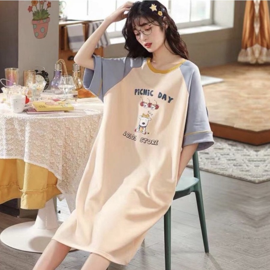 PAJAMAS WANITA KAOS KATUN MOTIF DASTER IMPORT PREMIUM BIGSIZE M-2XL