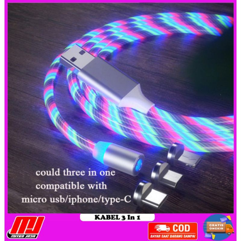 ELITE Cyber X3 Kabel USB 3 In 1 Charger Magnetic Luminous Luminous LED