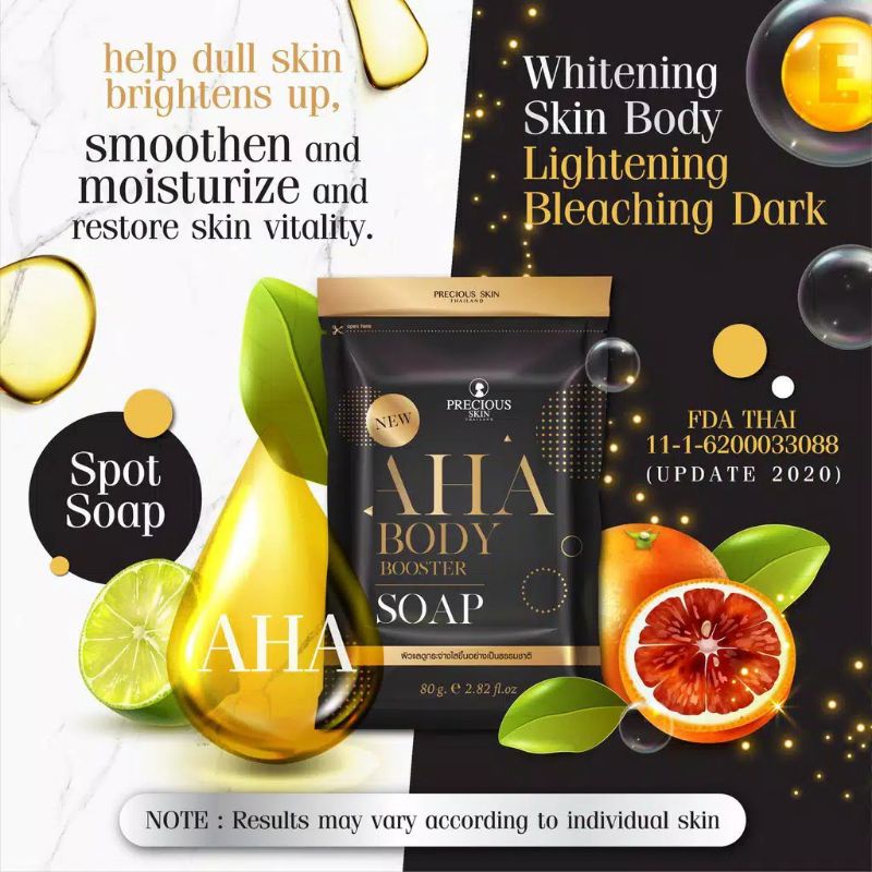 AHA Body Booster Whitening 5x Soap Gratis Net Soap | Sabun Pemutih 80g