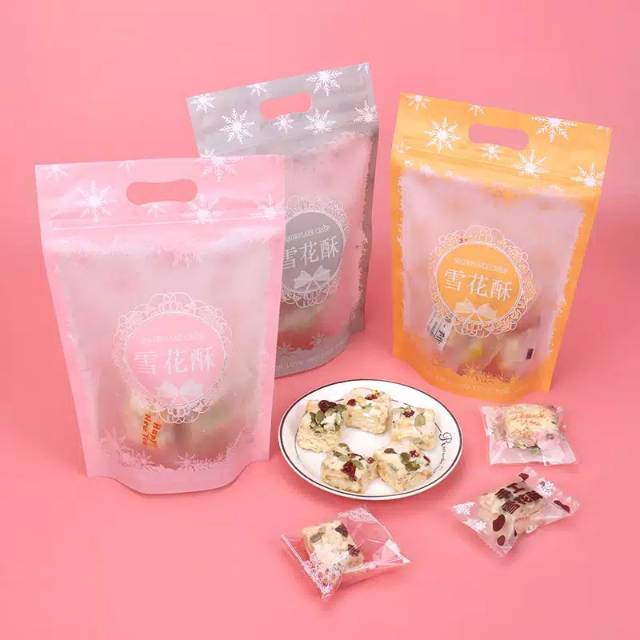 kantong plastik permen biskuit nougat ziplock/ cookies bag zipper lock snowflake