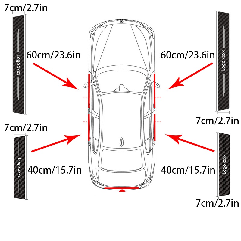 4pcs vinyl/Serat Karbon/Gores/sill trim Lem strip Perlindungan Kusen Pintu Mobil