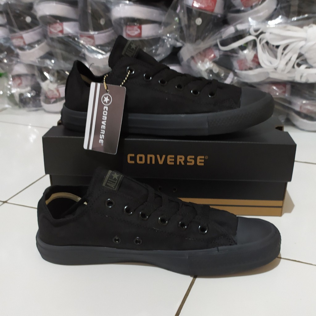 BISA COD SEPATU CONVERSE LOW  ALL STAR PENDEK PRIA WANITA HITAM POLOS SEPATU SEKOLAH  FREE BOX