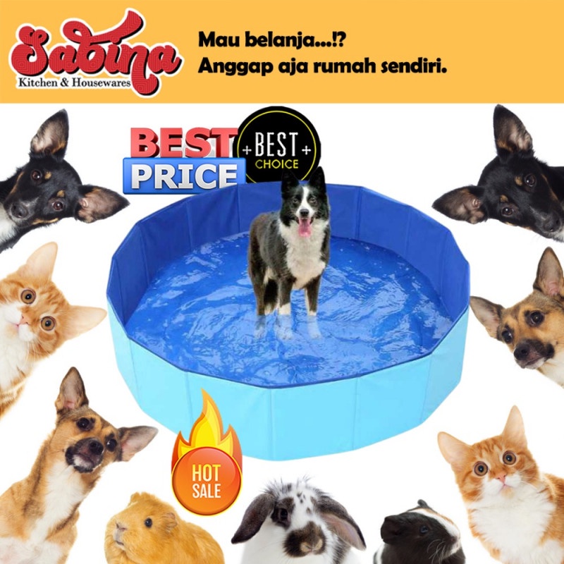 Kolam Renang Lipat Anjing Kucing Peliharaan Foldable Swimming Pool