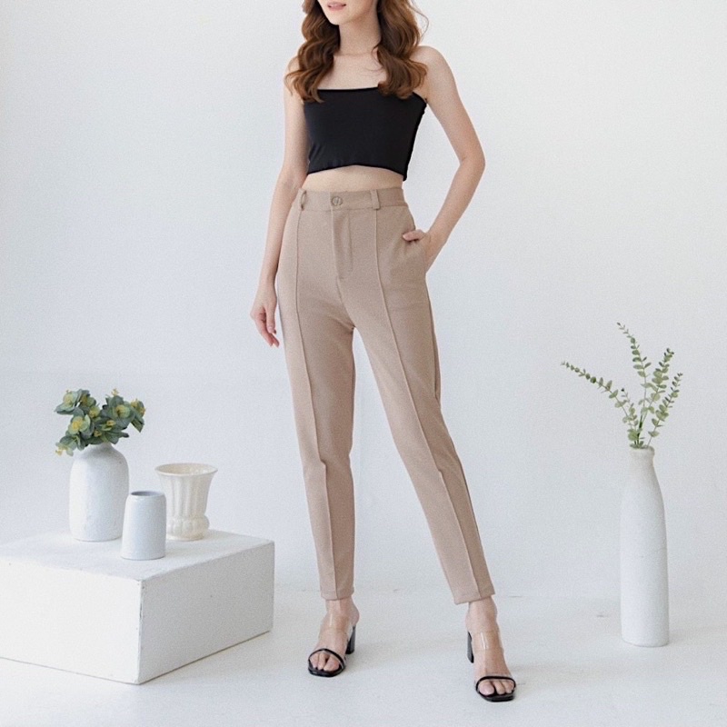 Lookatmeofficial • Celana Basic Daily Pants Bahan Scuba / Office Casual Pants