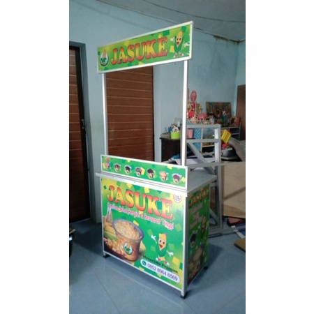 gerobak meja lipat booth portable