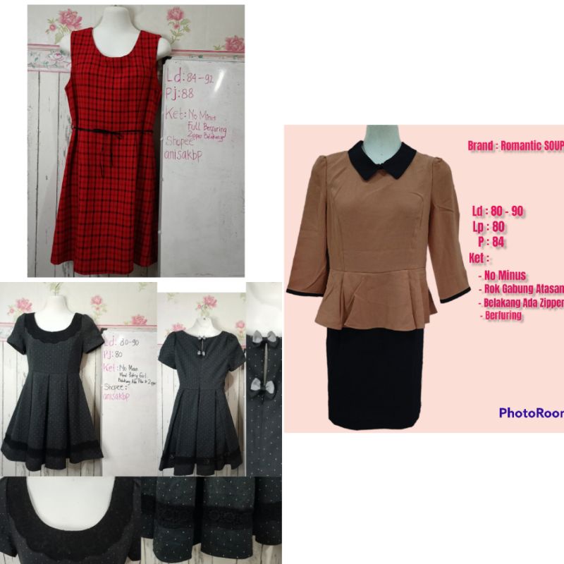 Dress Mini Midi Renda Brokat Pita Cuquette Fairy Core Cottage Core Y2k Thrift PL Preloved