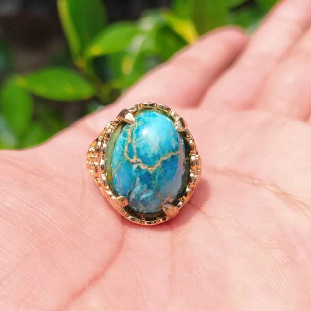 Cincin batu akik pirus Nevada (natural)