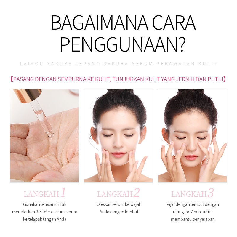 LAIKOU Sakura Serum Peremajaan Untuk Kulit Kusan dan Berminyak 30ml