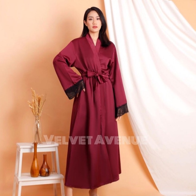 Unik Va-Kimono Bride Hijab Muslim Panjang Muslimah Satin Silk Kimono Outer Make Up Mandi Kimono