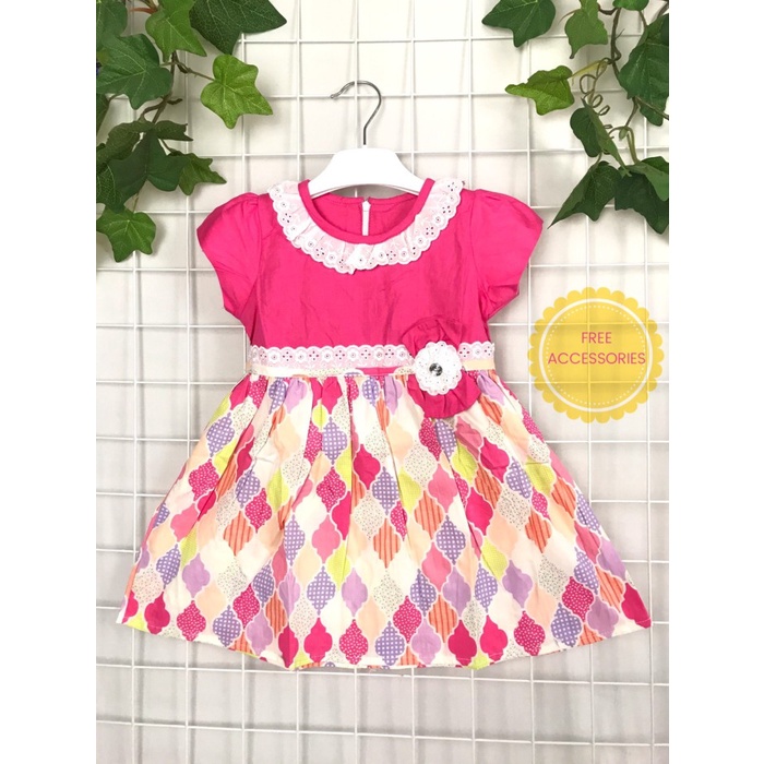 Dress Fashion Baju Anak Perempuan Nikita Kombinasi Motif Kotak Polos