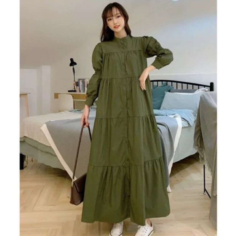 MAXI DRESS QIQI DRESS ZARA BASIC-Army