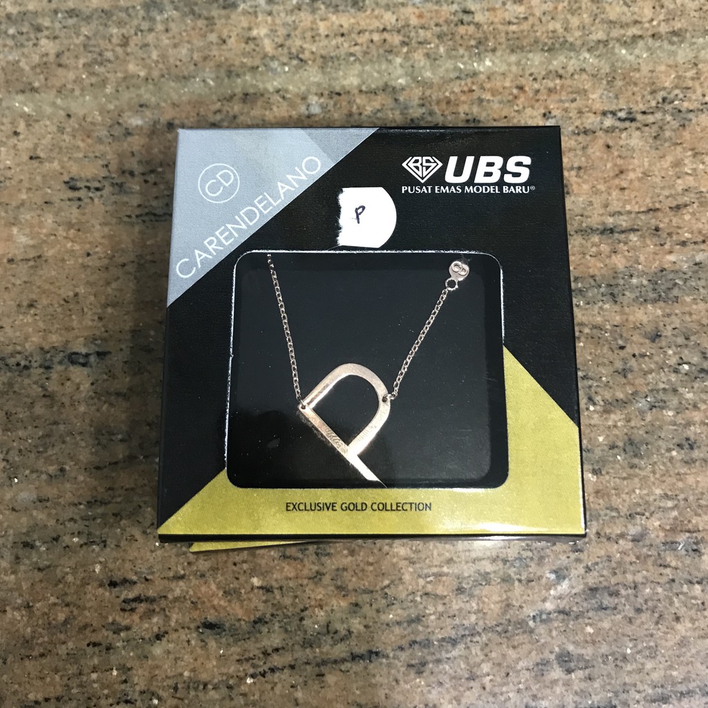 Kalung UBS Edisi Carendelano Rosegold Huruf P (Emas Asli Kadar 750)
