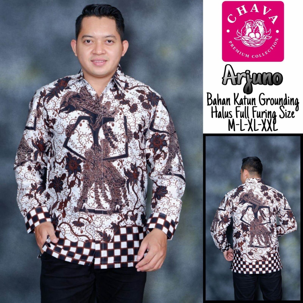 Batik pria terbaru lengan panjang / lengan pendek / hem batik cowo terbaru warna putih tulang/arjuno