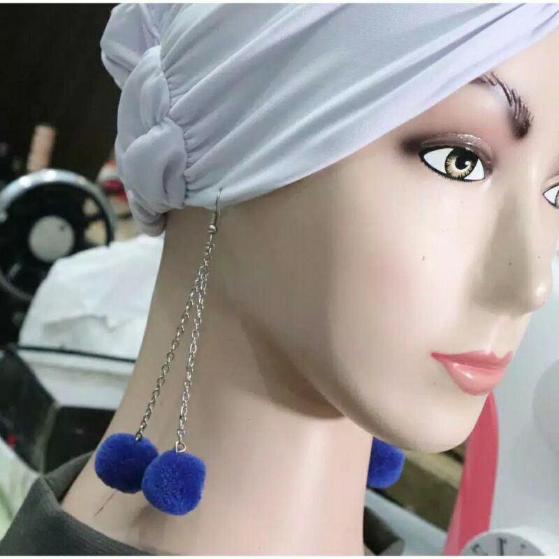 Anting pompom dable -anting murah -anting cantik - anting hijab -bisa bayar ditempat cod