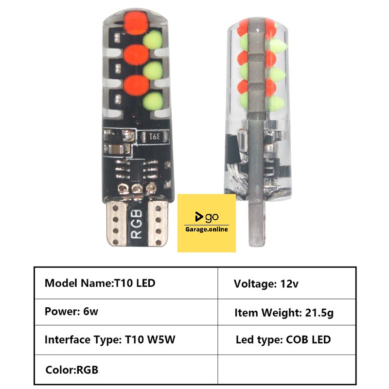 LED Lampu Mobil Motor T10 RGB Jelly ISI 2pcs Remote 12V Senja Sen Sein Kota Termurah