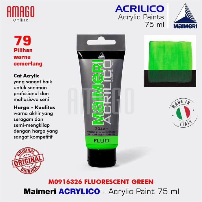 MAIMERI ACRILICO - ACRYLIC PAINT - FLUORESCENT GREEN - 75ML - M0916326