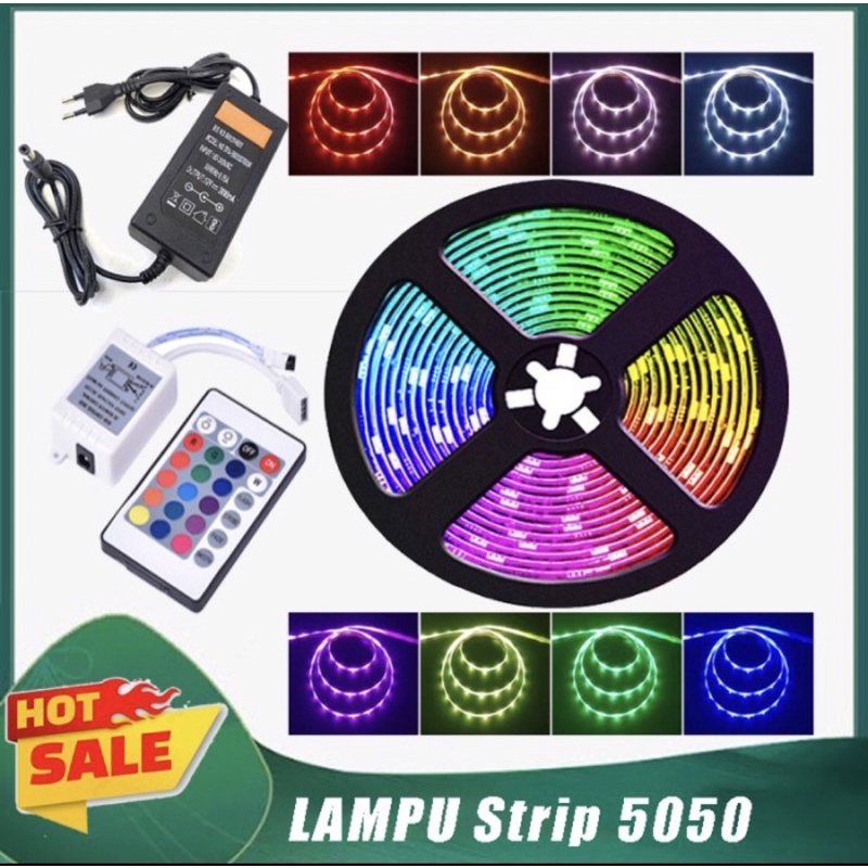 Led strip RGB set IP44-5050 RGB (remot+adaptor)5METER/10METER