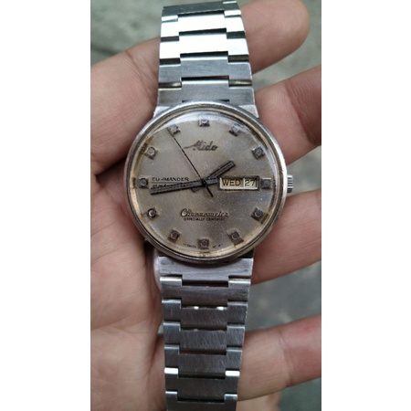 jam tangan mido commander datoday chronometer second bekas original