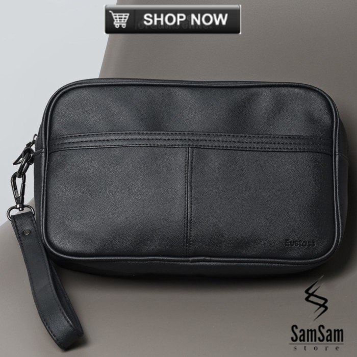 Eustass Hand Bag Brown / Tas Tangan / Pouch / Clutch - Hitam