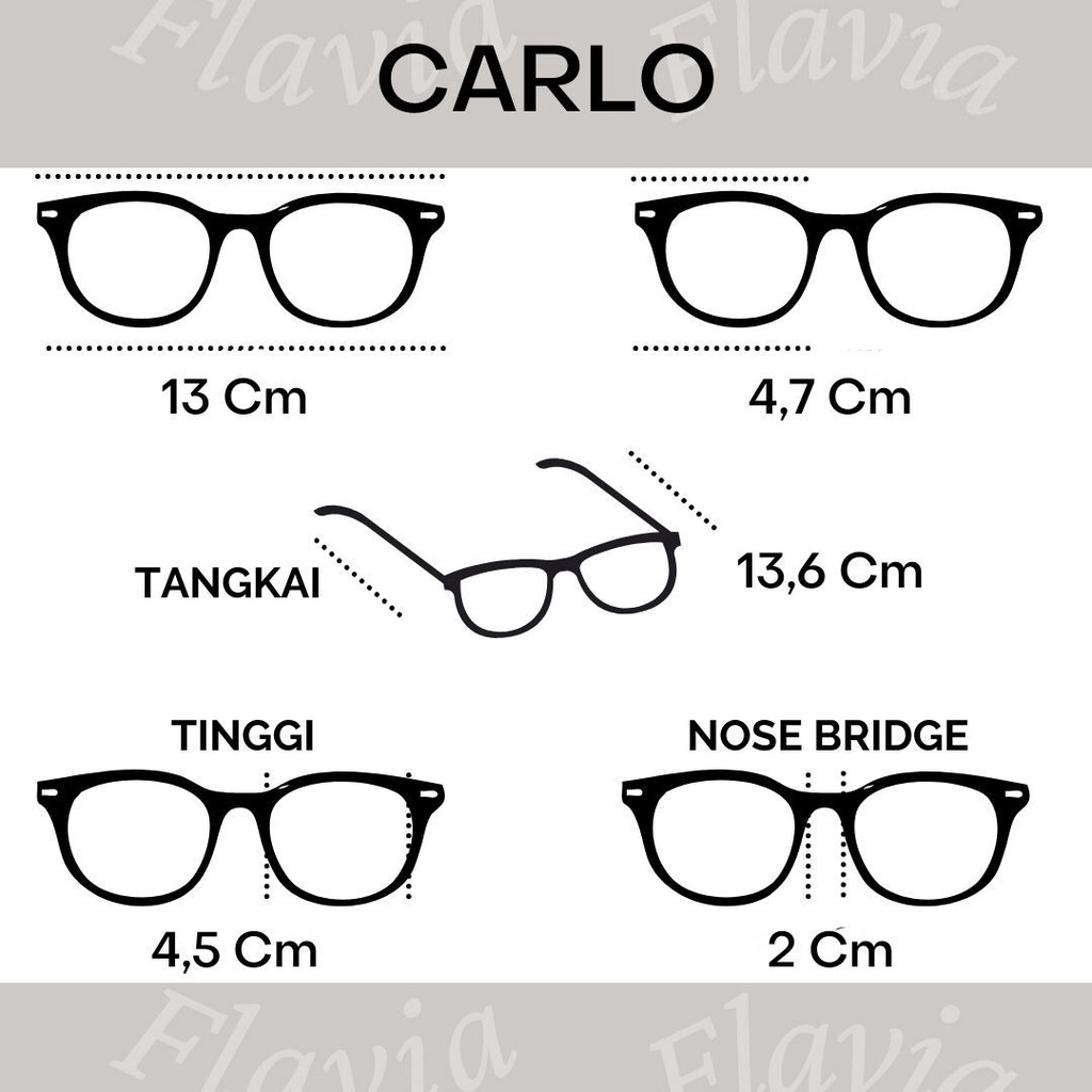 Flavia Eyewear - Kacamata Carlo (custom minus, photochromic, blueray, bluechromic dan photobrown)