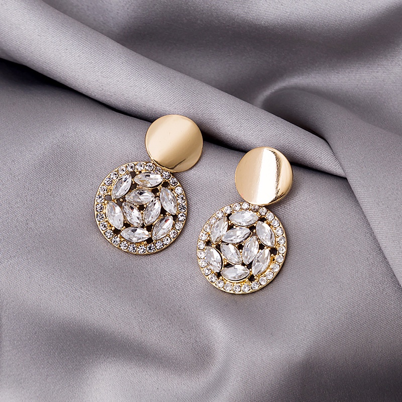 Anting Tusuk Silver S925 Desain Gelombang Berlian Bentuk Bulat (Takota 042)