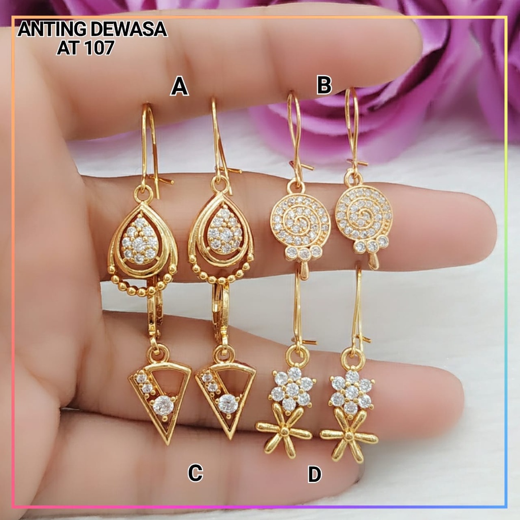 Anting xuping anting dewasa jurai labu permata zircon lapis emas gold AT 107