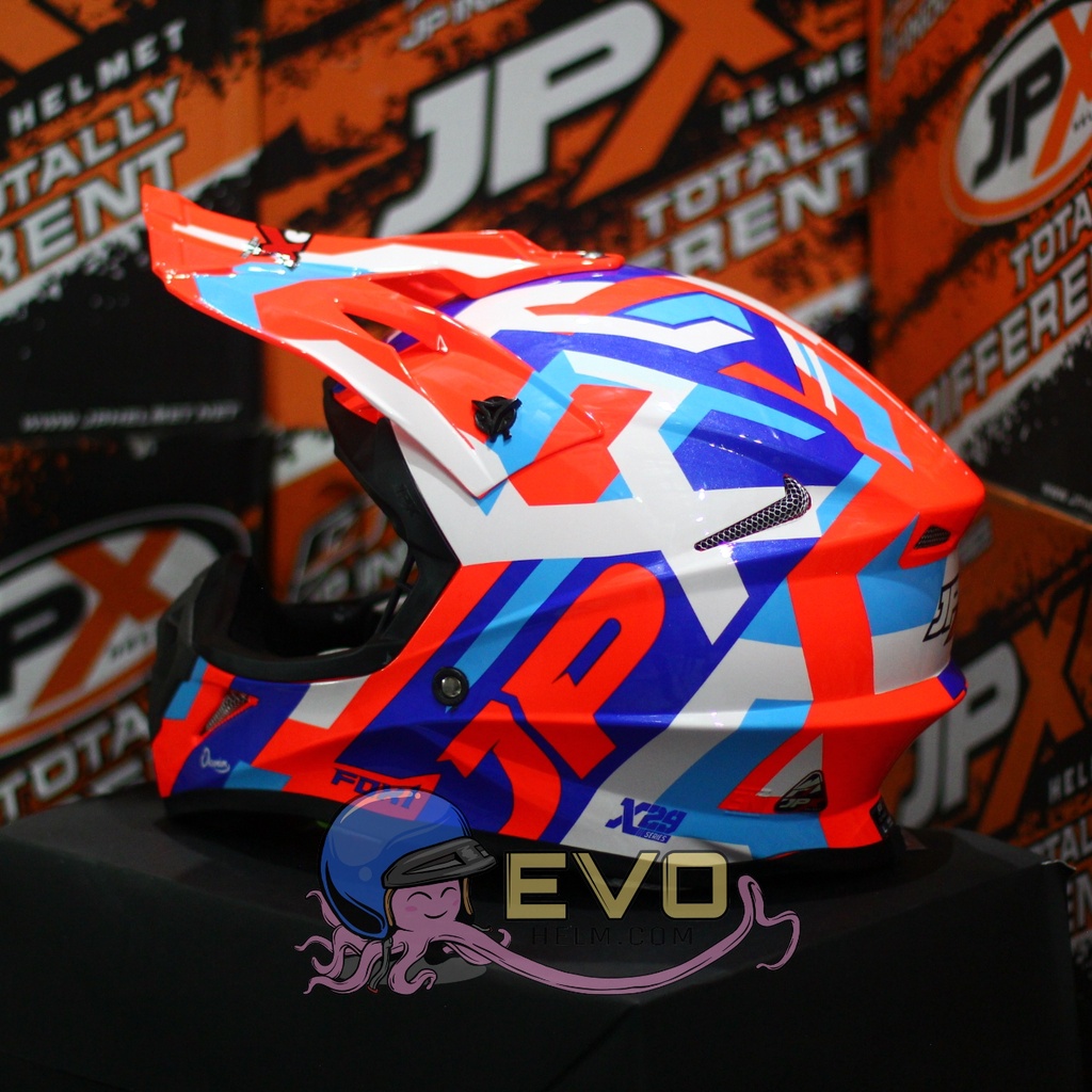 HELM JPX CROSS_FOX1 SERI X29 - FLUO RED GLOSS + GOOGLE SNAIL (ONGKIR 2 KG) HELM JPX TERBARU