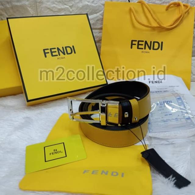 Ikat Pinggang FENDI belt Yellow and Black Mirror Quality / Gesper-Biru and Red