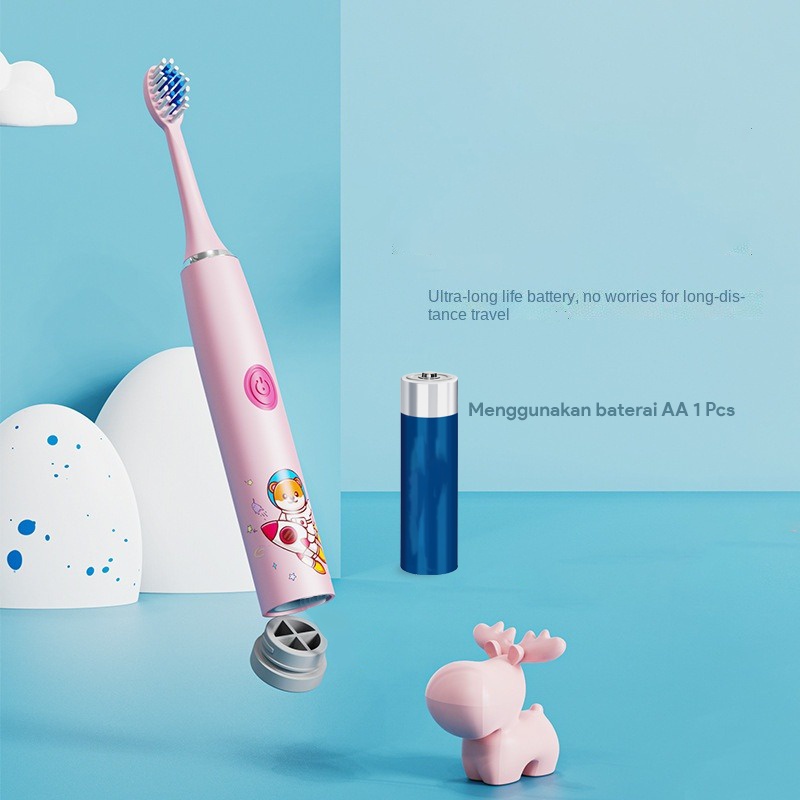 Sikat Gigi Anak Electric Toothbrush Sonic Vibration Sikat Gigi Anak Elektrik Baterai AA