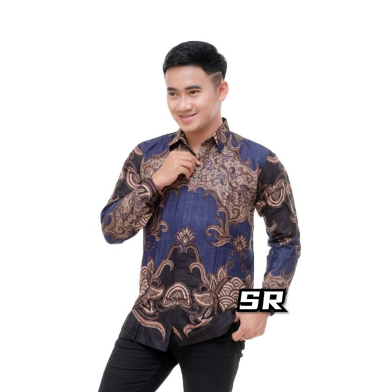 Batik Couple | Batik Couple Modern | Baju Batik Couple | Batik Tunik Couple-K. Bintoro navy