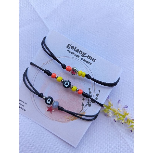 one set gelang tali inisial variasi (harga sudah dapat 3 gelang)